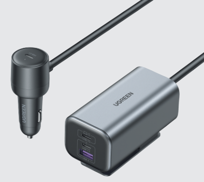 UGREEN EC706 150W USB-C Car Charger with Extended USB-A+2USB-C Charging Hub